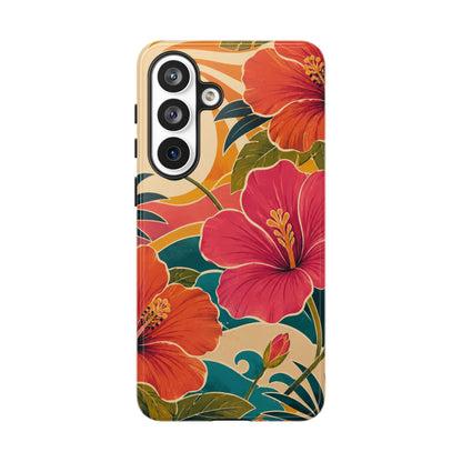 Tropical Floral Tough Phone Case — Sunset Vibes  Protective Cover
