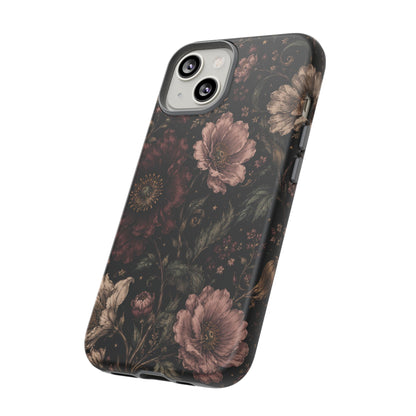 Floral Phone Case — Vintage Dark Botanical Protective Cover