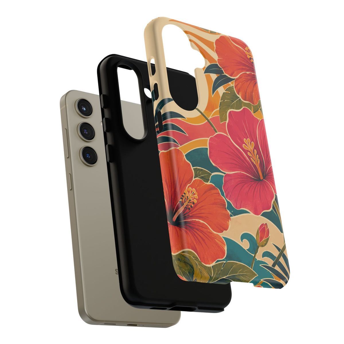 Tropical Floral Tough Phone Case — Sunset Vibes  Protective Cover