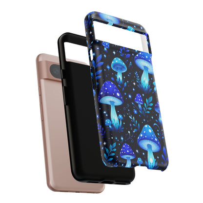 Blue Glowing Mushrooms Phone Case — Psychedelic Fungi Tough Case