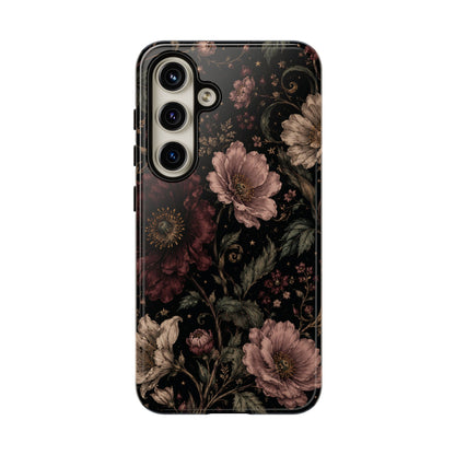 Floral Phone Case — Vintage Dark Botanical Protective Cover