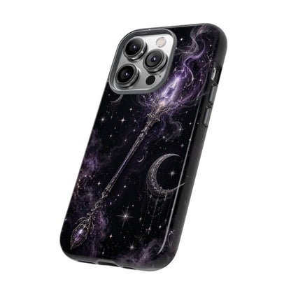Celestial Magic Wand Phone Case — Mystic Moon & Stars Galaxy Tough Case