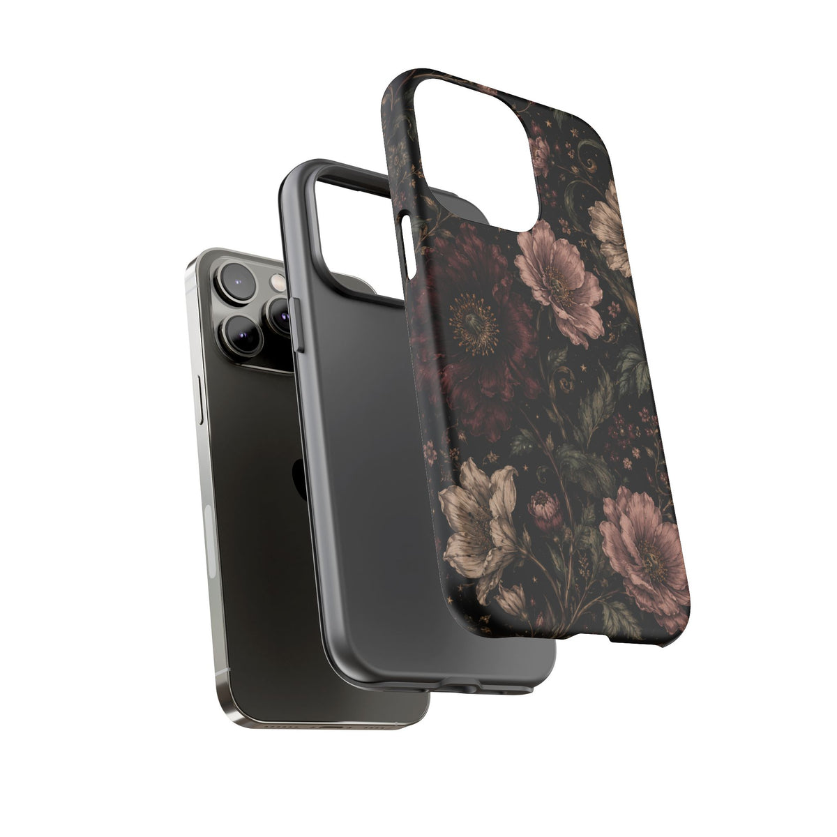 Floral Phone Case — Vintage Dark Botanical Protective Cover