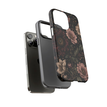 Floral Phone Case — Vintage Dark Botanical Protective Cover
