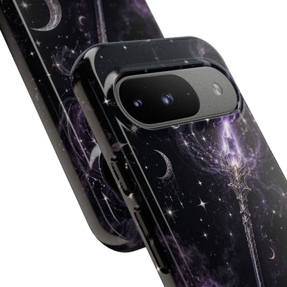 Celestial Magic Wand Phone Case — Mystic Moon & Stars Galaxy Tough Case
