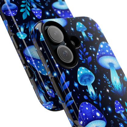 Blue Glowing Mushrooms Phone Case — Psychedelic Fungi Tough Case