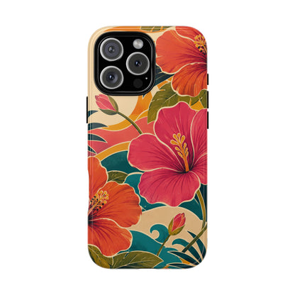 Tropical Floral Tough Phone Case — Sunset Vibes  Protective Cover