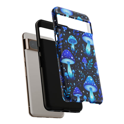 Blue Glowing Mushrooms Phone Case — Psychedelic Fungi Tough Case