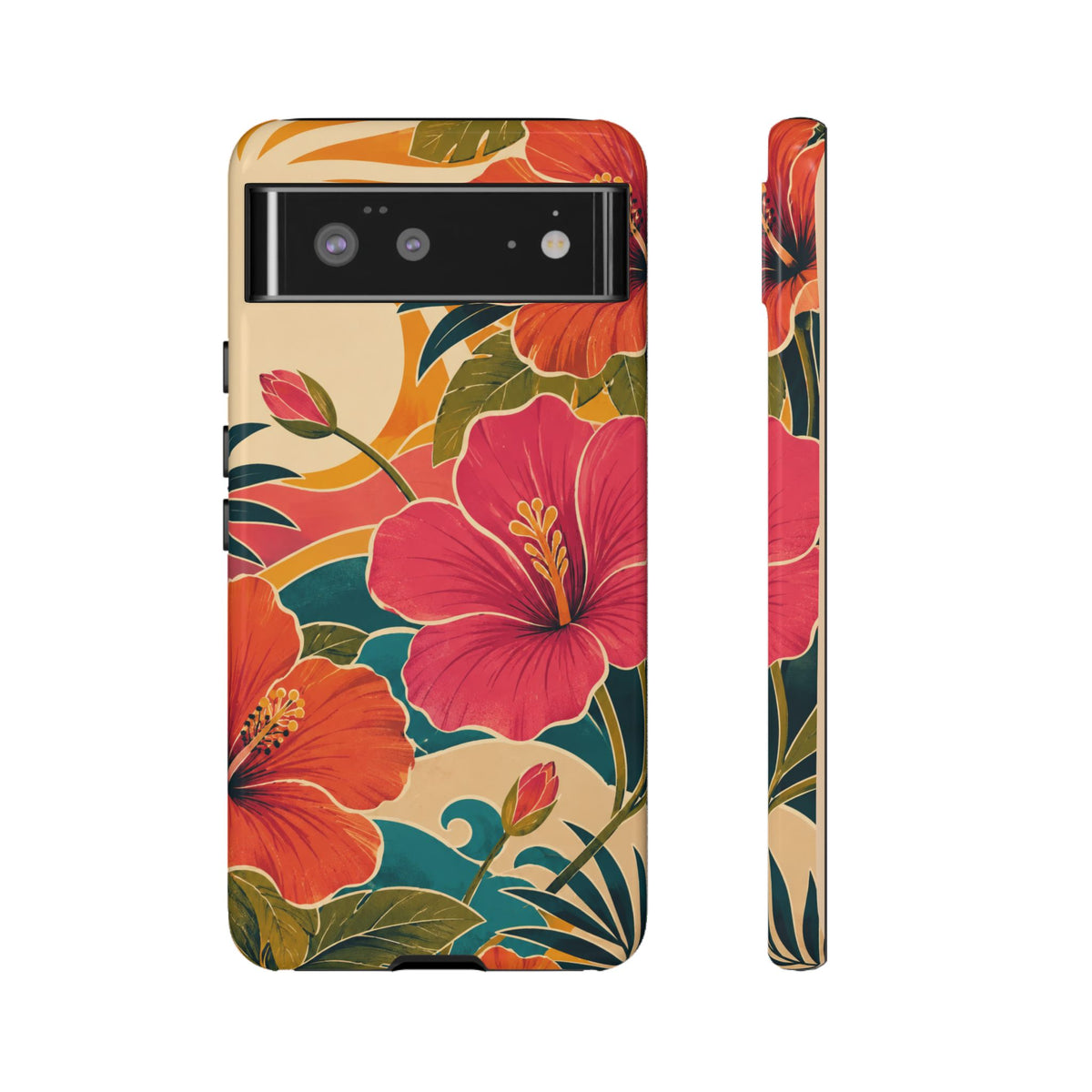Tropical Floral Tough Phone Case — Sunset Vibes  Protective Cover