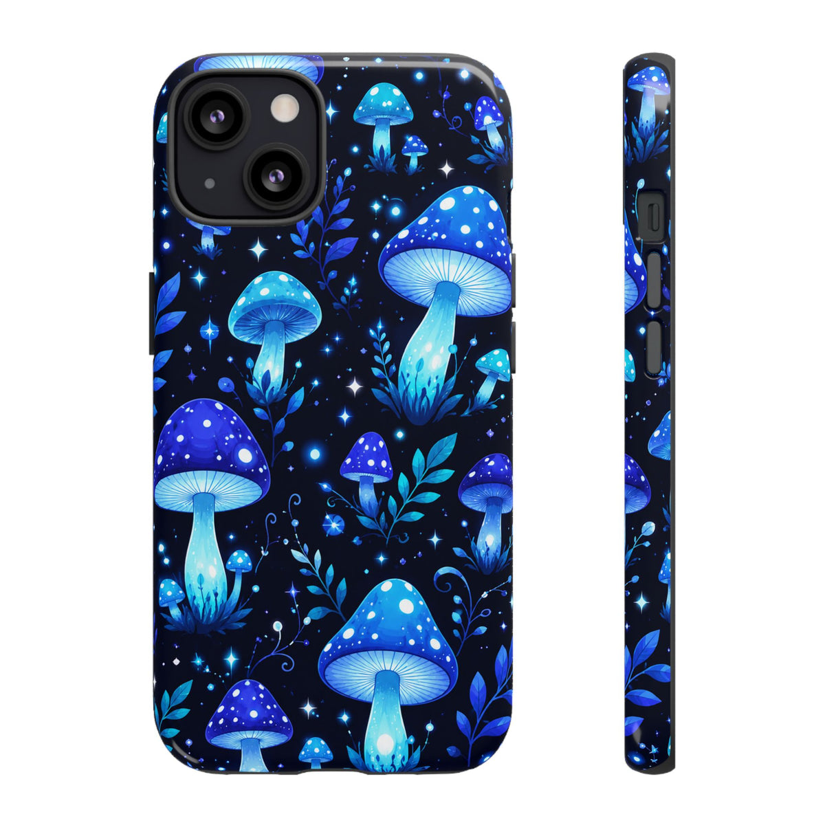 Blue Glowing Mushrooms Phone Case — Psychedelic Fungi Tough Case