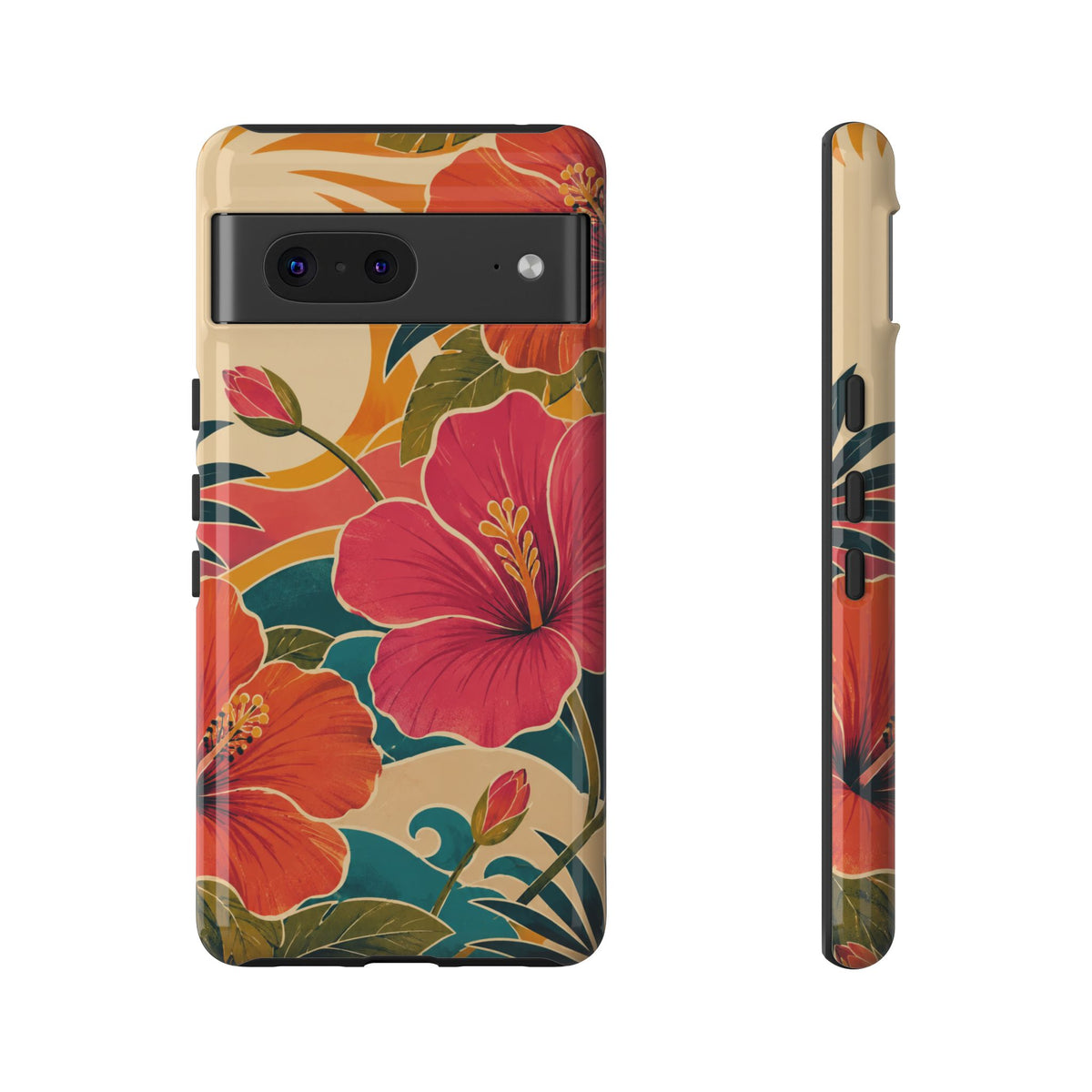 Tropical Floral Tough Phone Case — Sunset Vibes  Protective Cover