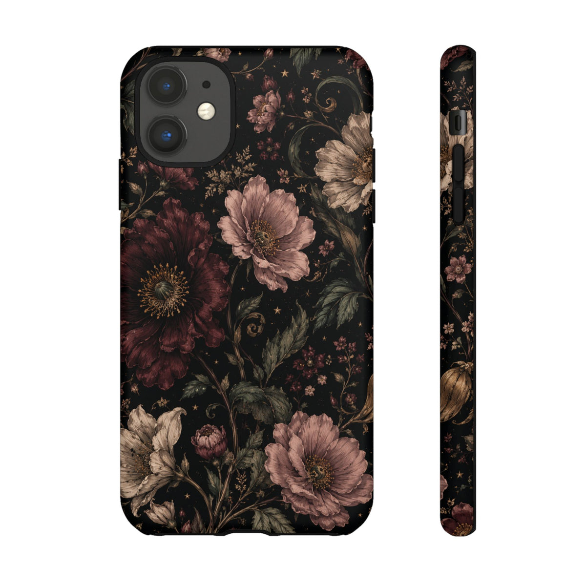 Floral Phone Case — Vintage Dark Botanical Protective Cover
