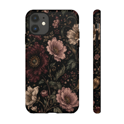 Floral Phone Case — Vintage Dark Botanical Protective Cover