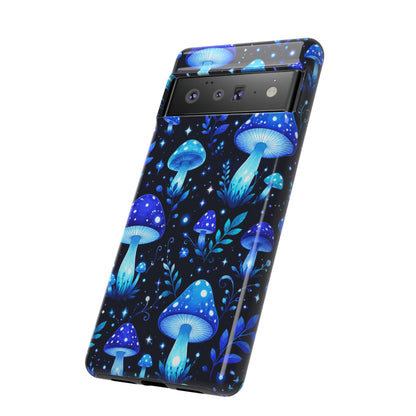 Blue Glowing Mushrooms Phone Case — Psychedelic Fungi Tough Case