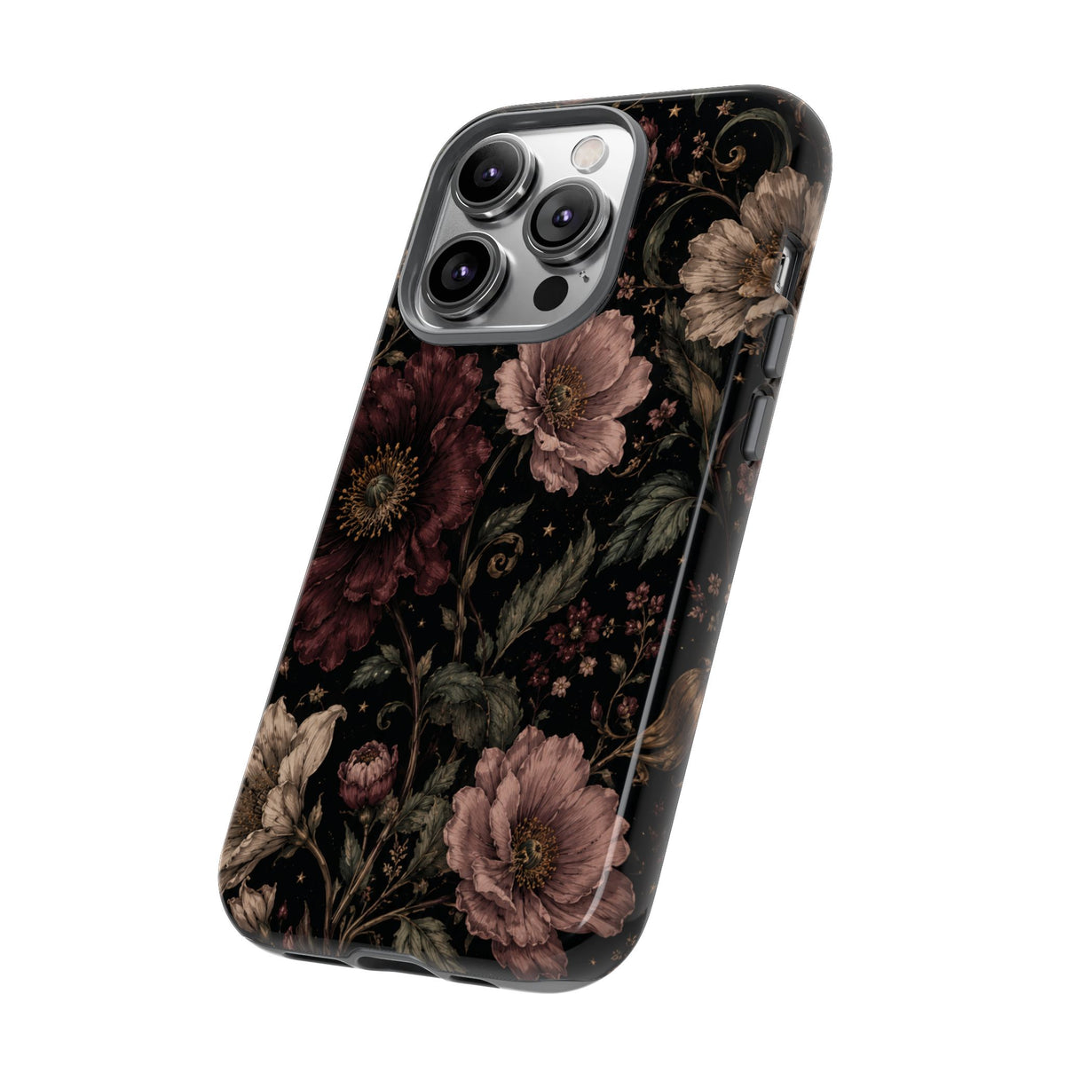 Floral Phone Case — Vintage Dark Botanical Protective Cover