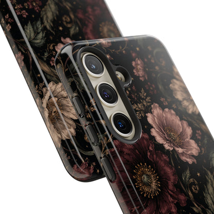 Floral Phone Case — Vintage Dark Botanical Protective Cover