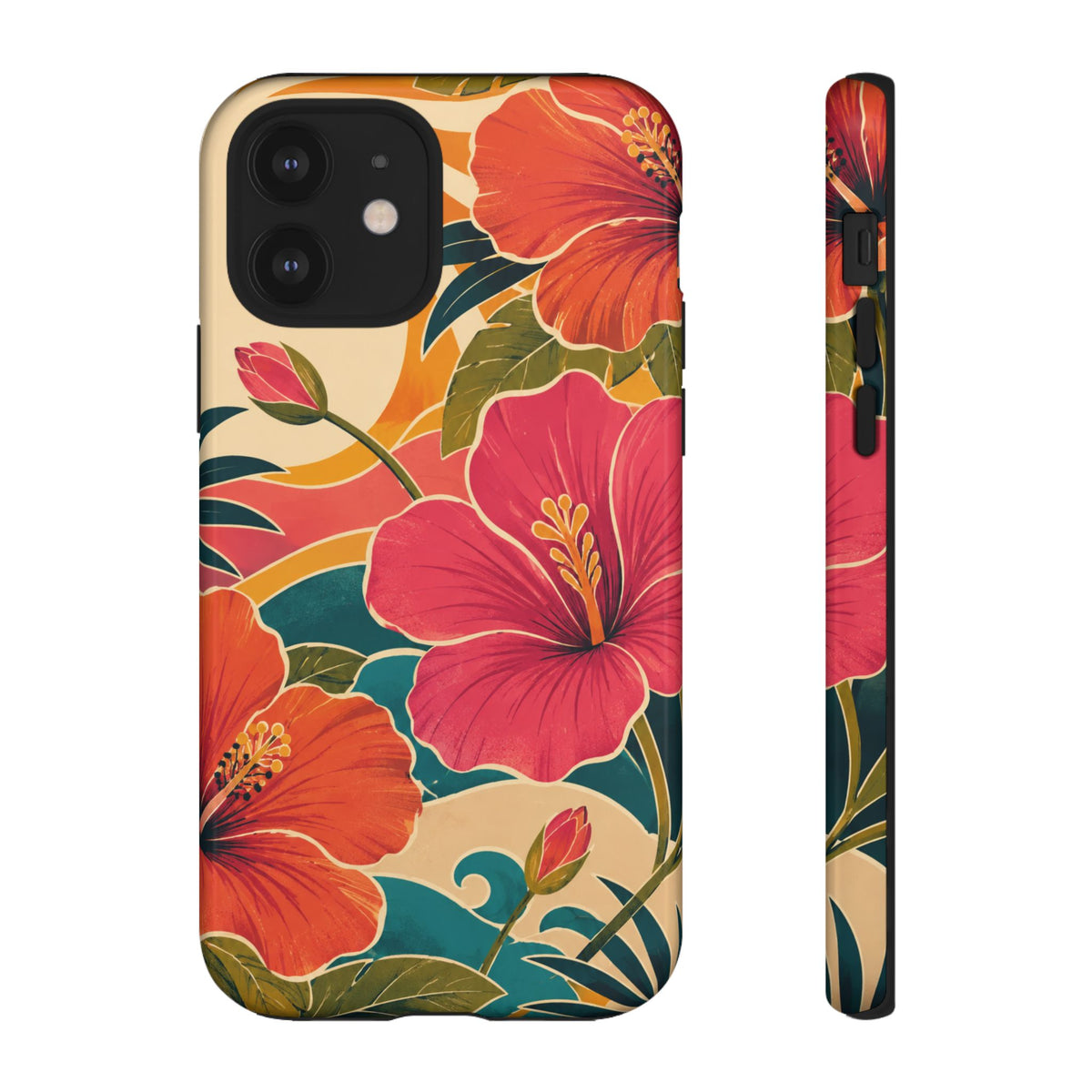 Tropical Floral Tough Phone Case — Sunset Vibes  Protective Cover