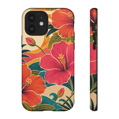 Tropical Floral Tough Phone Case — Sunset Vibes  Protective Cover
