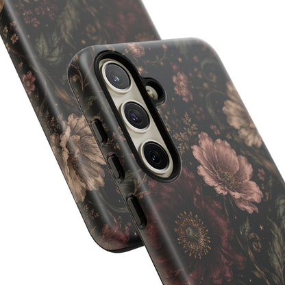 Floral Phone Case — Vintage Dark Botanical Protective Cover