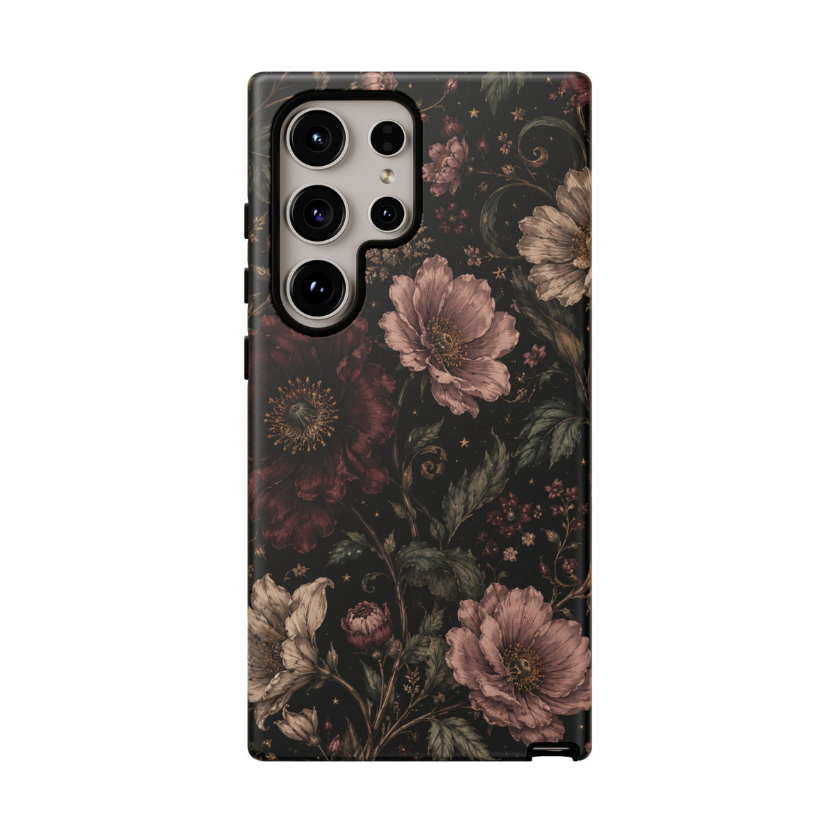 Floral Phone Case — Vintage Dark Botanical Protective Cover