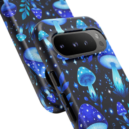 Blue Glowing Mushrooms Phone Case — Psychedelic Fungi Tough Case
