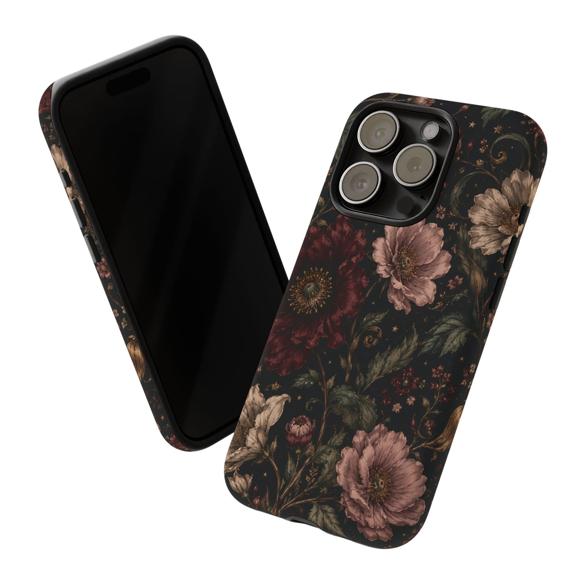 Floral Phone Case — Vintage Dark Botanical Protective Cover