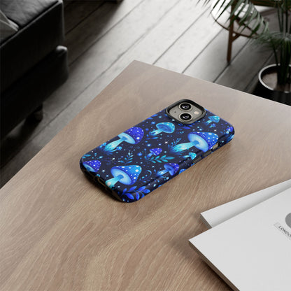Blue Glowing Mushrooms Phone Case — Psychedelic Fungi Tough Case