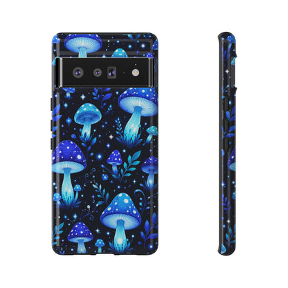 Blue Glowing Mushrooms Phone Case — Psychedelic Fungi Tough Case