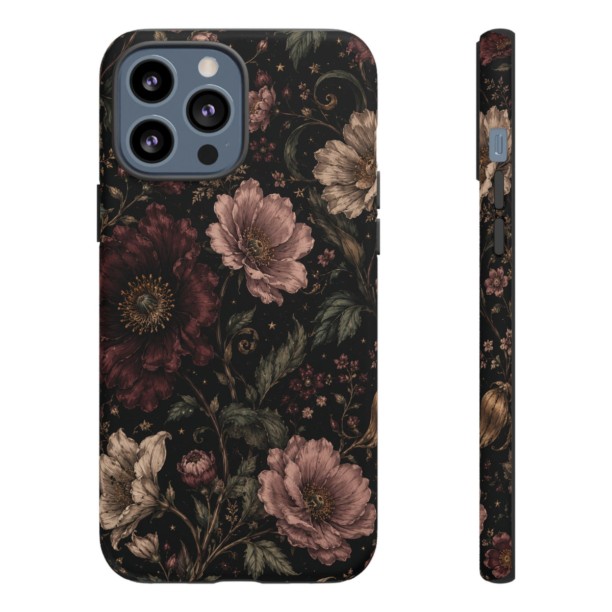 Floral Phone Case — Vintage Dark Botanical Protective Cover