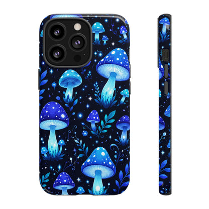 Blue Glowing Mushrooms Phone Case — Psychedelic Fungi Tough Case