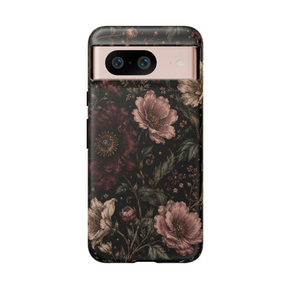 Floral Phone Case — Vintage Dark Botanical Protective Cover