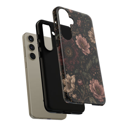 Floral Phone Case — Vintage Dark Botanical Protective Cover