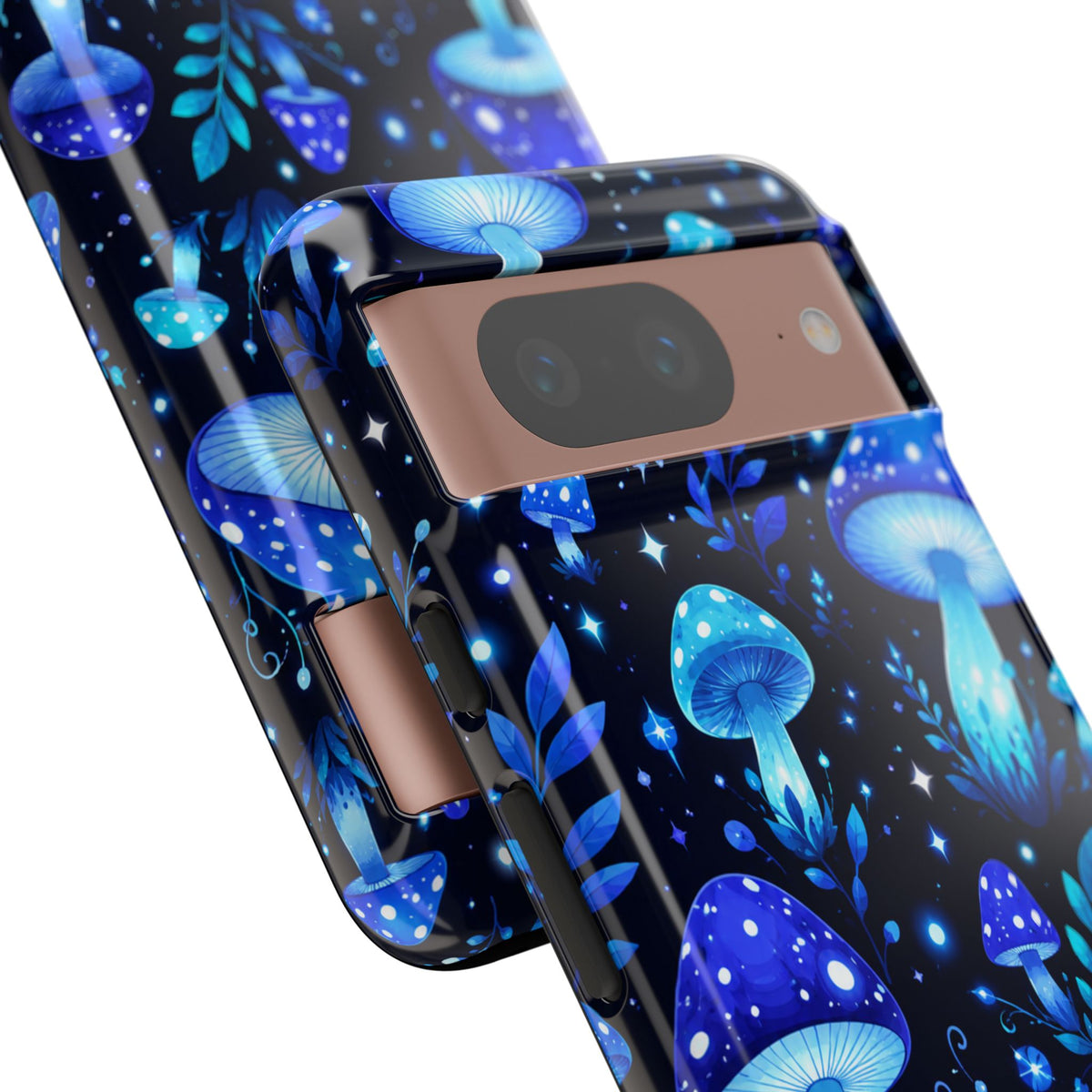 Blue Glowing Mushrooms Phone Case — Psychedelic Fungi Tough Case