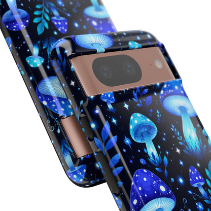Blue Glowing Mushrooms Phone Case — Psychedelic Fungi Tough Case