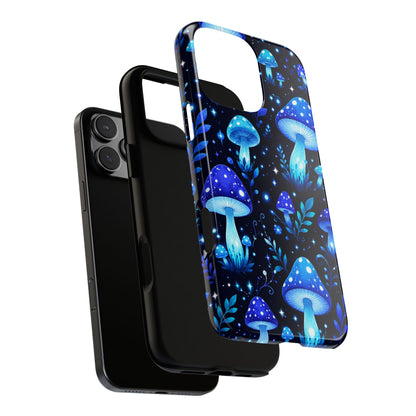 Blue Glowing Mushrooms Phone Case — Psychedelic Fungi Tough Case