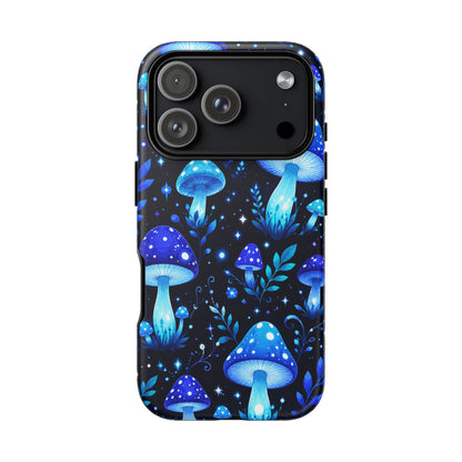 Blue Glowing Mushrooms Phone Case — Psychedelic Fungi Tough Case
