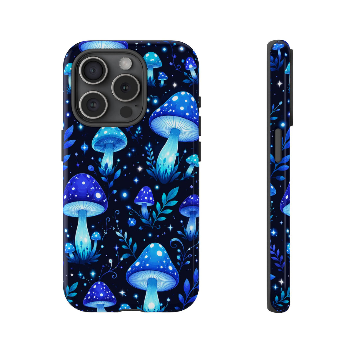 Blue Glowing Mushrooms Phone Case — Psychedelic Fungi Tough Case