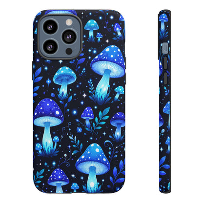 Blue Glowing Mushrooms Phone Case — Psychedelic Fungi Tough Case