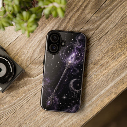 Celestial Magic Wand Phone Case — Mystic Moon & Stars Galaxy Tough Case