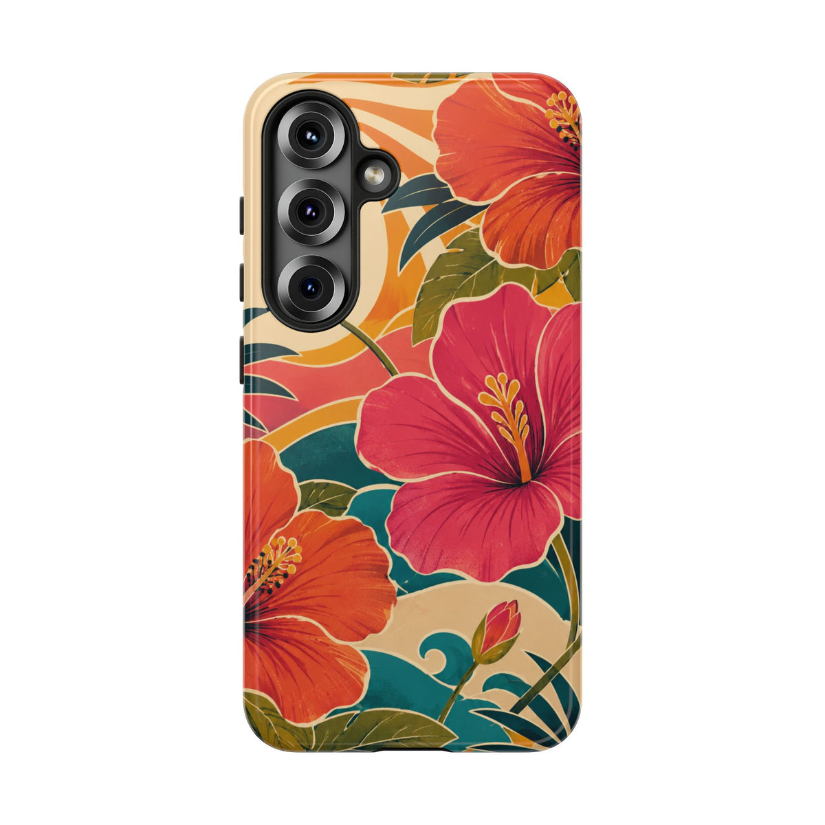 Tropical Floral Tough Phone Case — Sunset Vibes  Protective Cover