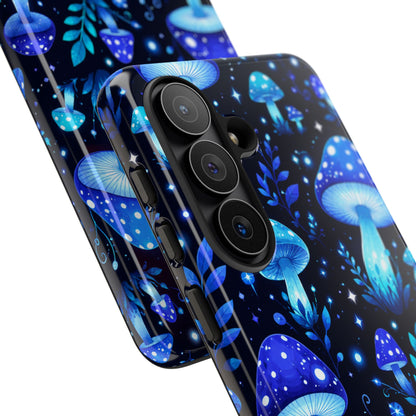 Blue Glowing Mushrooms Phone Case — Psychedelic Fungi Tough Case