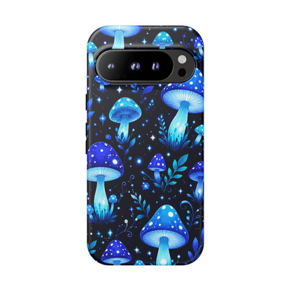 Blue Glowing Mushrooms Phone Case — Psychedelic Fungi Tough Case