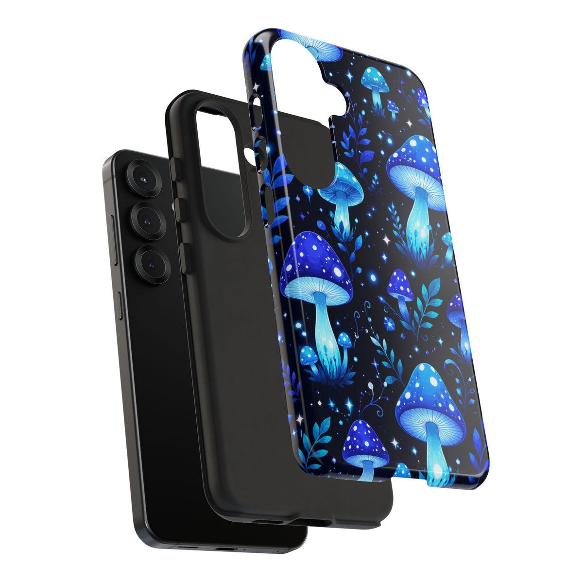Blue Glowing Mushrooms Phone Case — Psychedelic Fungi Tough Case
