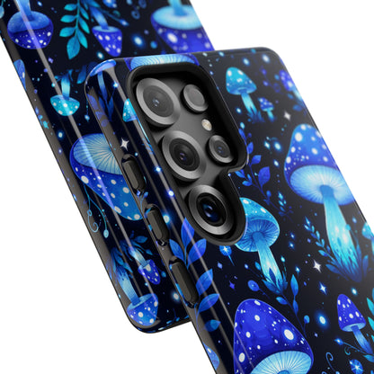 Blue Glowing Mushrooms Phone Case — Psychedelic Fungi Tough Case