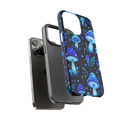 Blue Glowing Mushrooms Phone Case — Psychedelic Fungi Tough Case