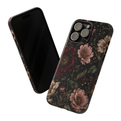 Floral Phone Case — Vintage Dark Botanical Protective Cover