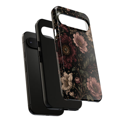 Floral Phone Case — Vintage Dark Botanical Protective Cover