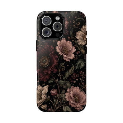 Floral Phone Case — Vintage Dark Botanical Protective Cover