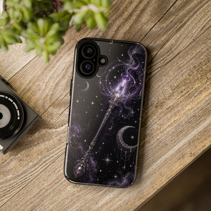 Celestial Magic Wand Phone Case — Mystic Moon & Stars Galaxy Tough Case