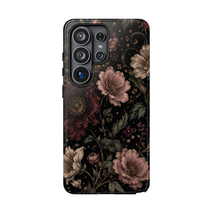 Floral Phone Case — Vintage Dark Botanical Protective Cover